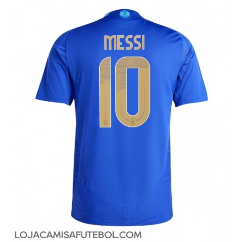 Camisa de Futebol Argentina Lionel Messi #10 Equipamento Secundário Copa America 2024 Manga Curta